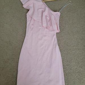 Brand New Pink H&M One shoulder ruffle dress